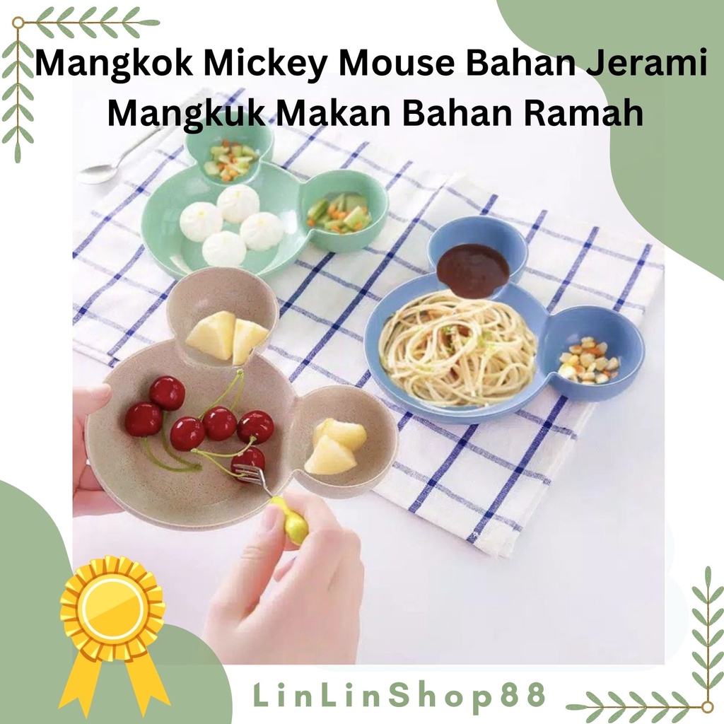 Mangkok Mickey Mouse Mangkuk Makan Bahan Plastik