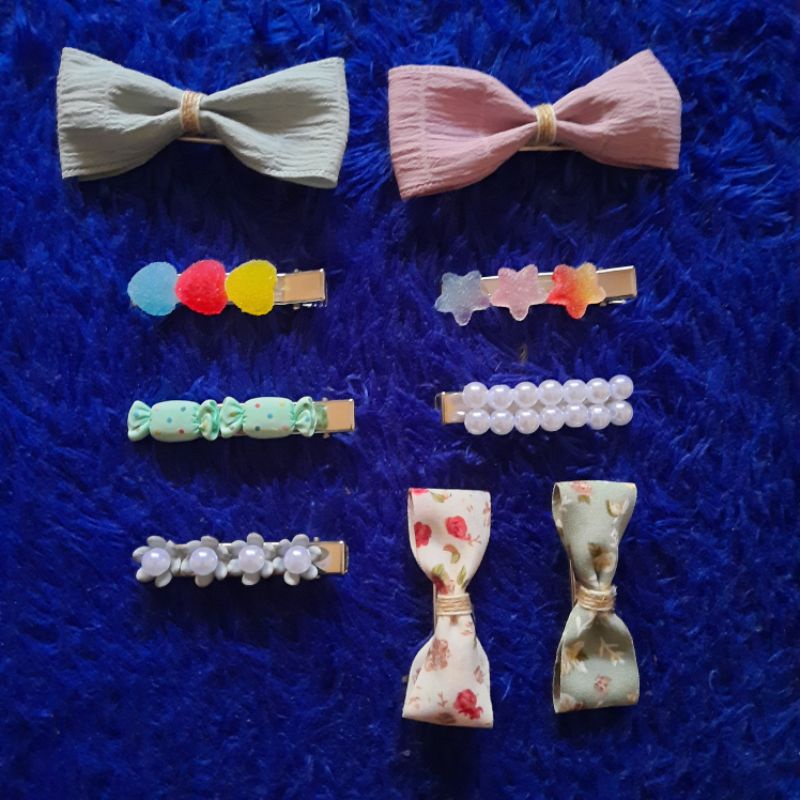 JEPIT RAMBUT WANITA PITA KOREA MUTE LOVE BINTANG BUNGA PERMEN CANDY MUTIARA MATCHA DUSTY PINK