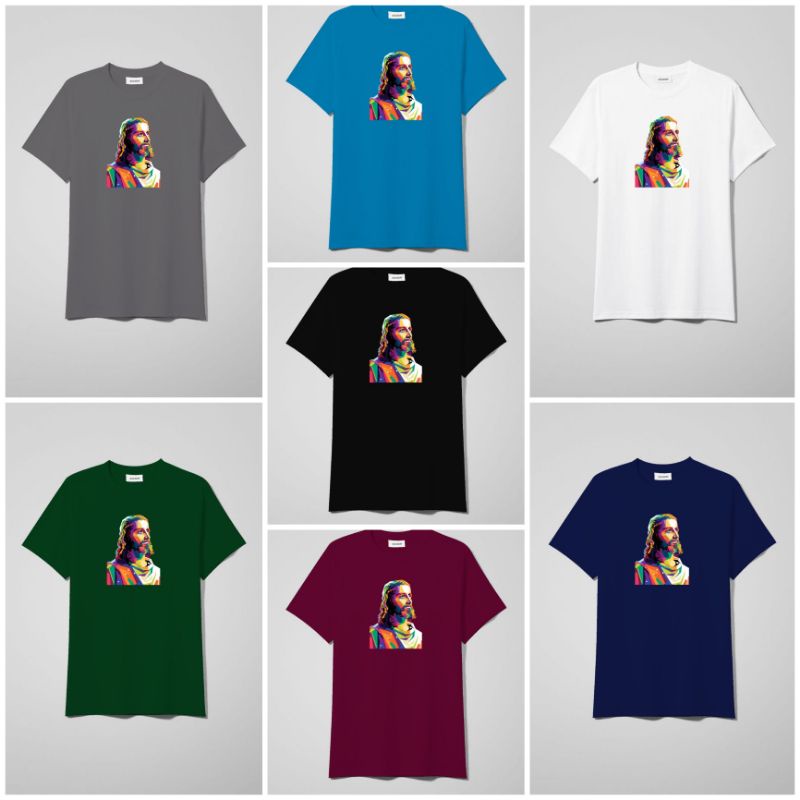 ATASAN KAOS COWOK UKURAN JUMBO T-SHIRT LENGAN PENDEK MOTIF YESUS