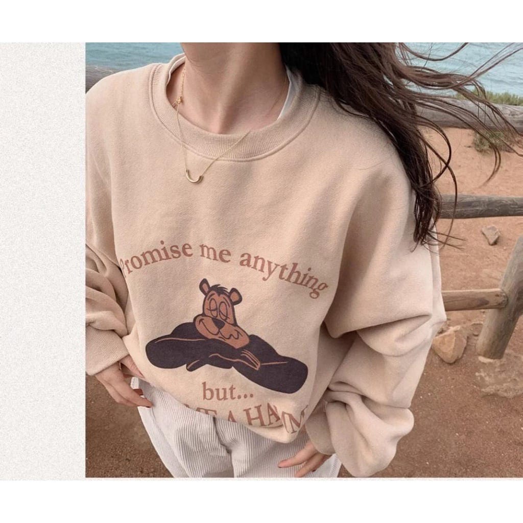 BEFAST - ZEC OOTD Sweater JANIA /  Sweater Oversize Give Me A Hamn FLEECE / Atasan Wanita Lengan Panjang / Sweater Keluaran Terbaru / Pakaian Casual Wanita / Sweater Oversize Motif / Fashion Kekinian Remaja ABG Trendy / Sweater Jumbo Terlaris