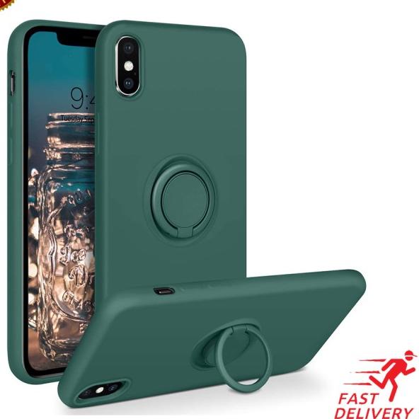Casing Ring Holder Silicone Soft Case iPhone iPhone X XR XS Max - Hitam, XS Max