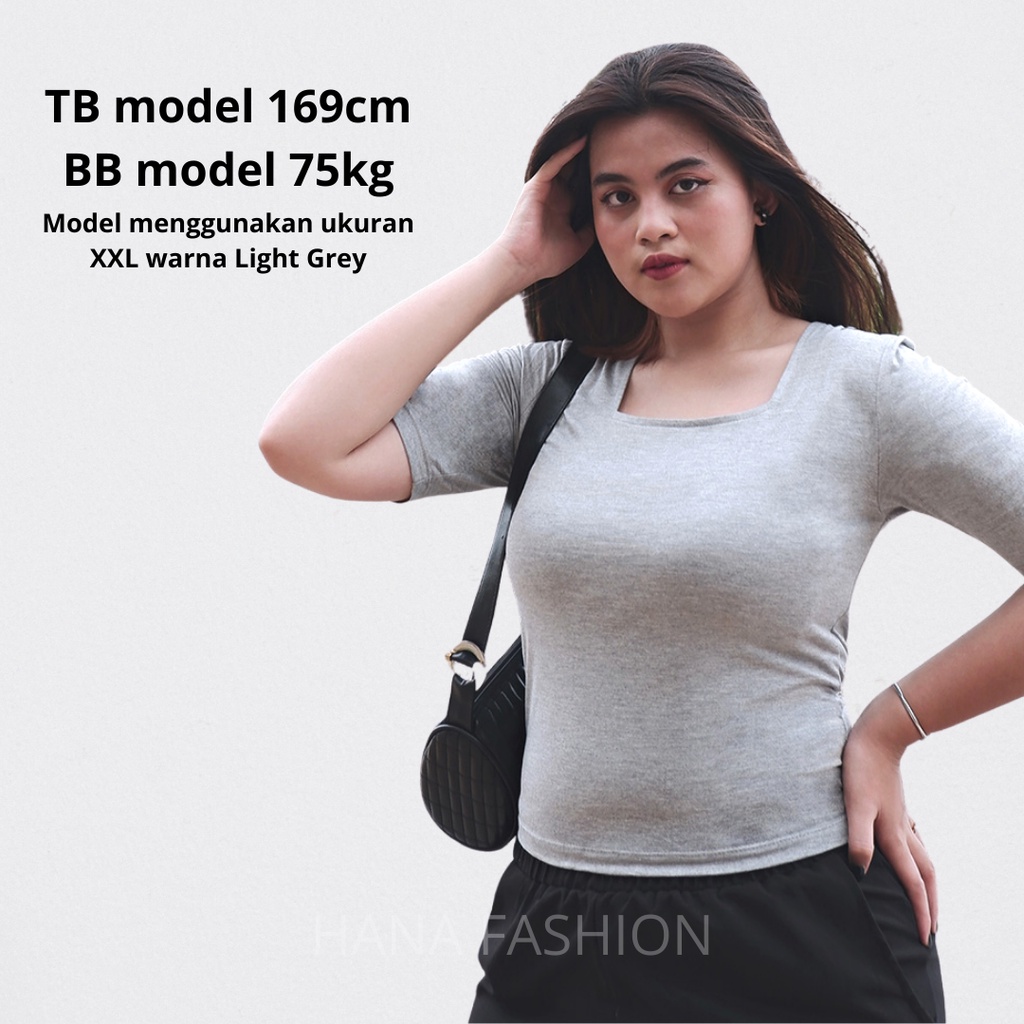 Hana Fashion - Martina Basic  Kaos / T-shirt Crop Wanita / Crop Top Korea - TS177