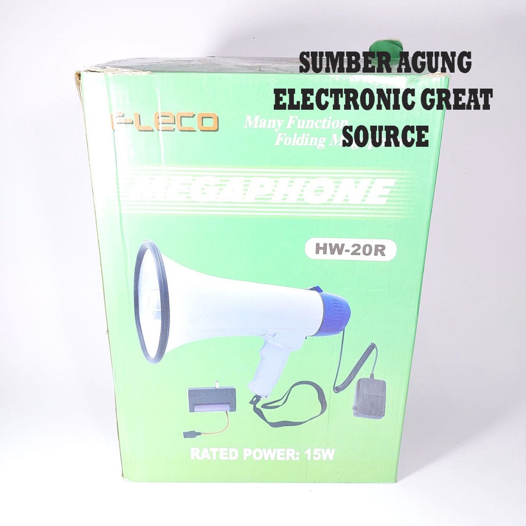 Fleco HW20R Megaphone Folding Portable Pengeras Suara Tangan Musik Alarm