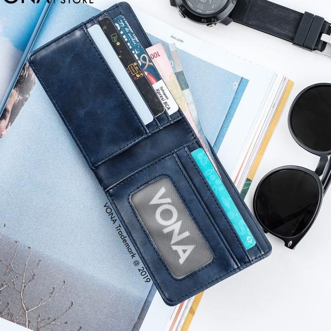VONA Dompet Pria Kulit PU / Dompet Kartu Keren - MAJOR - Hitam