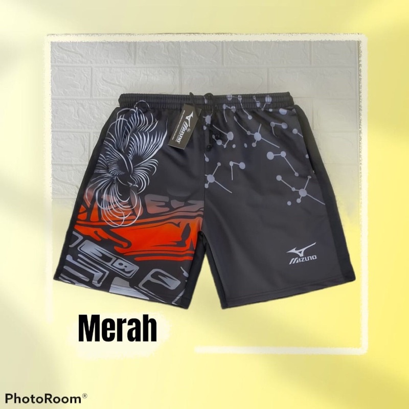 Celana Olahraga Pria Volli / Celana Pendek Olahraga Futsal / Celana Olahraga Pendek Printing-Merah