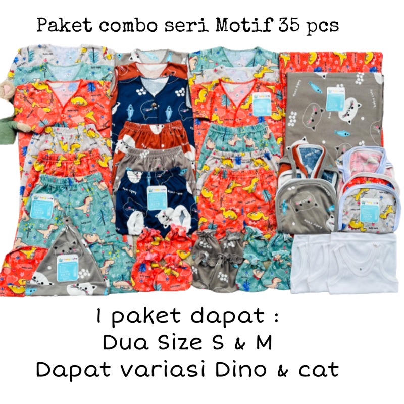 35pc Paket Perlengkapan Baju Bayi Baru Lahir, 3-6 dan 6-12 bulan Mix motif Celana bayi bedong popok kado bayi SNI  Promo 8.8