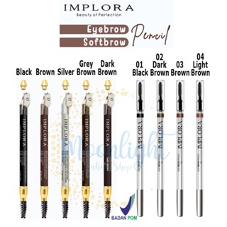 Image of Implora EyeBrow Pencil 2in1 ✔️BPOM Pensil+Serutan+Sikat Original Pensil Alis Implora