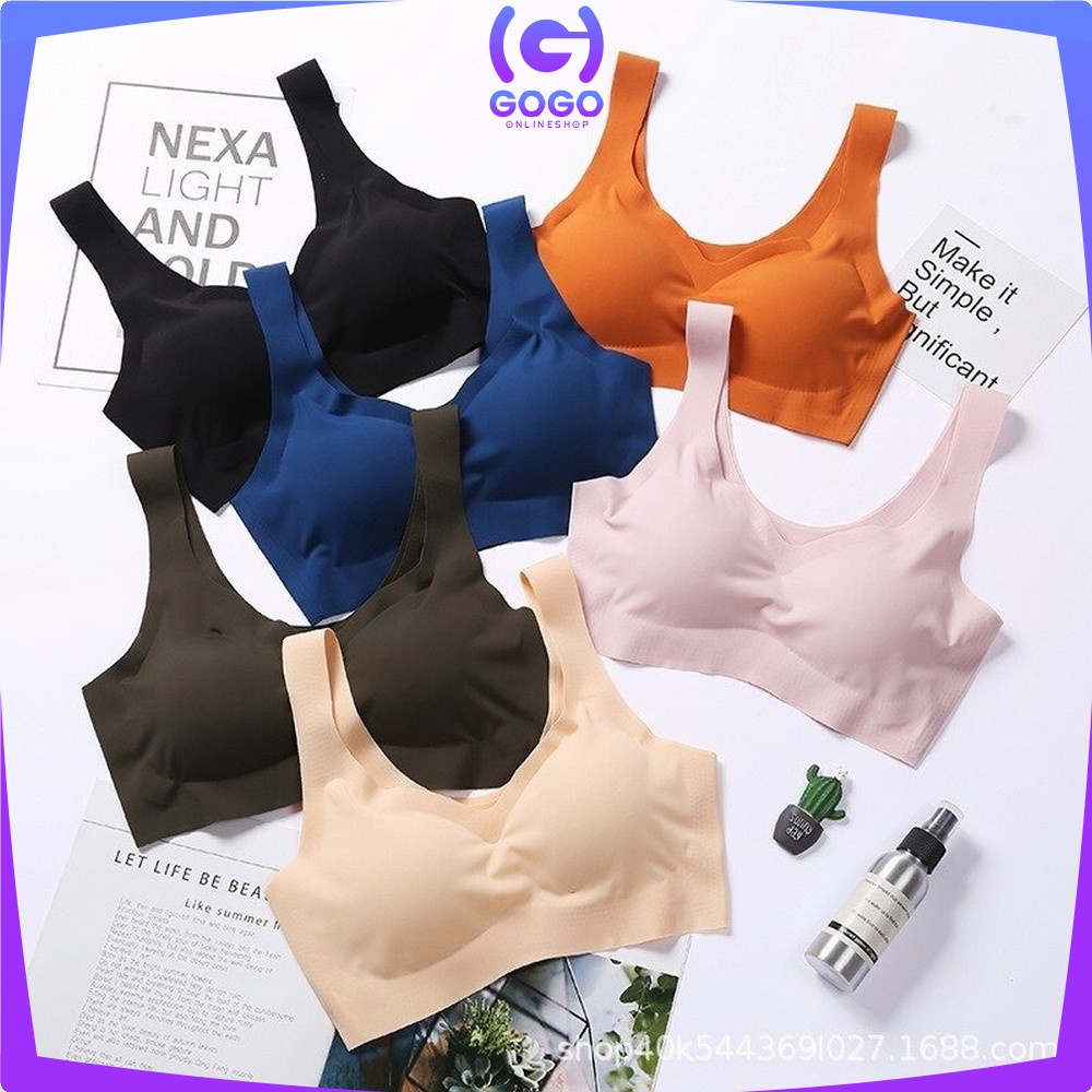 GOGO-P44 Bra Busa Tanpa Kawat Bahan Halus Pakaian Dalam Wanita Elastis Push Up Sport Bra BH Yoga Murah