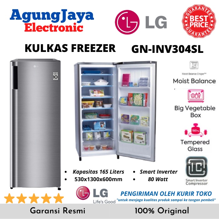 KULKAS FREEZER LG GN-INV304SL LEMARI PEMBEKU 1 PINTU INVERTER 165 LITERS (CILEGON SERANG)