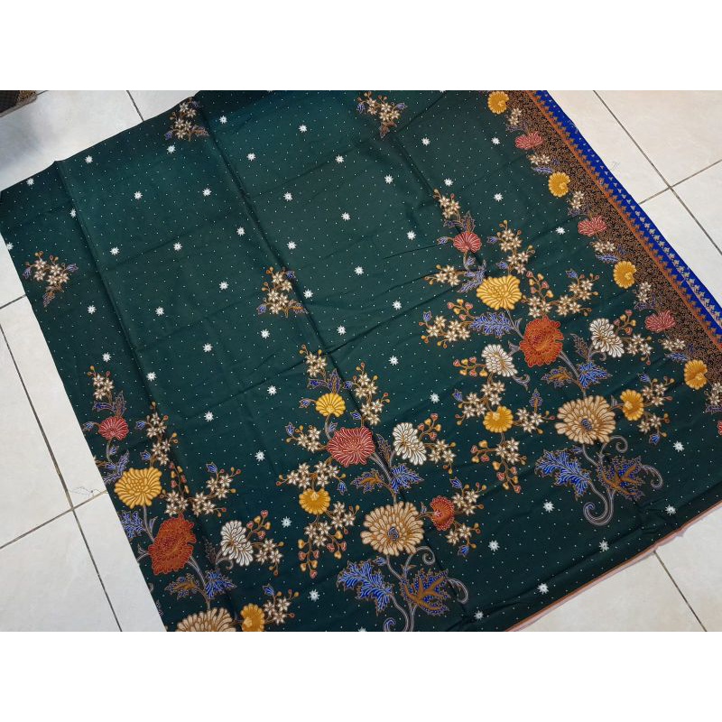 Kain batik solo kembang rambat lintang hijau botol