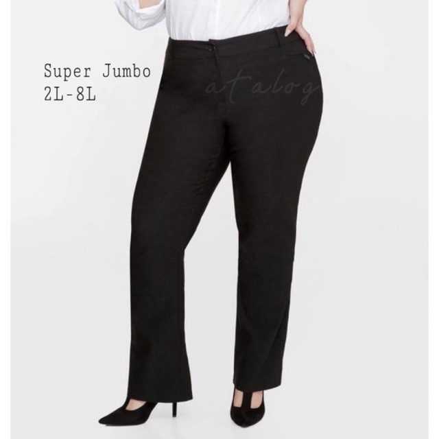 ATALOG - Celana Bahan Kerja Formal Kantor Wanita Oversize Super Jumbo . Office pants 2L-8L
