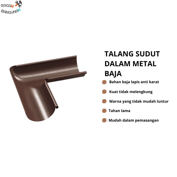 Talang Sudut Dalam Talang Air Metal Baja Anti Karat Setengah Lingkaran