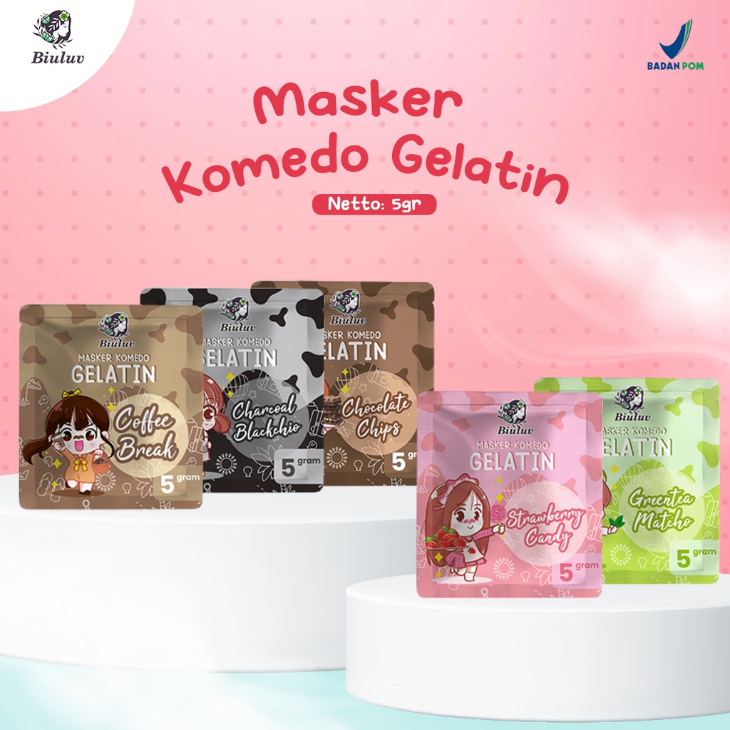 BPOM MASKER GELATIN BIULUV FREE SPATULA-MASKER KOMEDO 5 GRAM-MASKER KOMEDO GELATIN ORGANIK BPOM - 10
