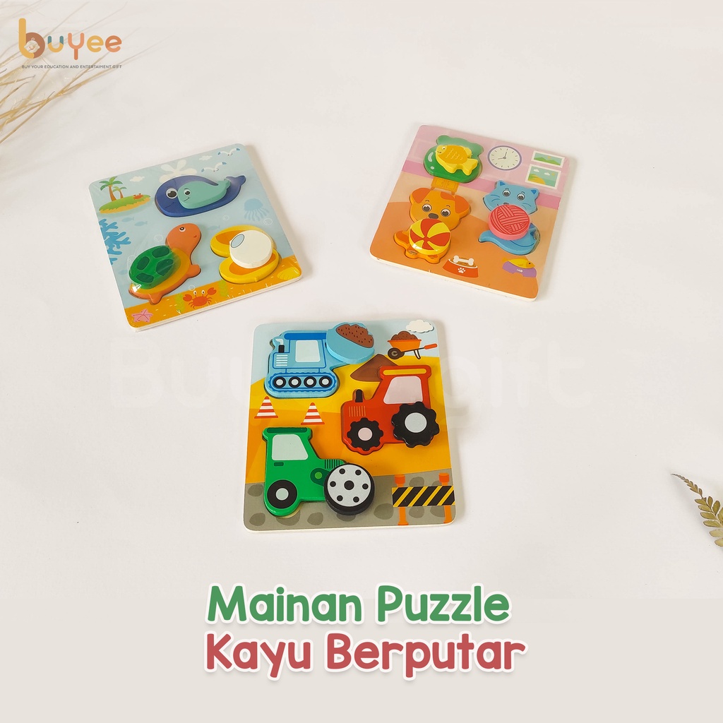 Puzzle Kayu Knob 3D Edukasi Anak | Mainan Jigsaw Puzzle Interaktif