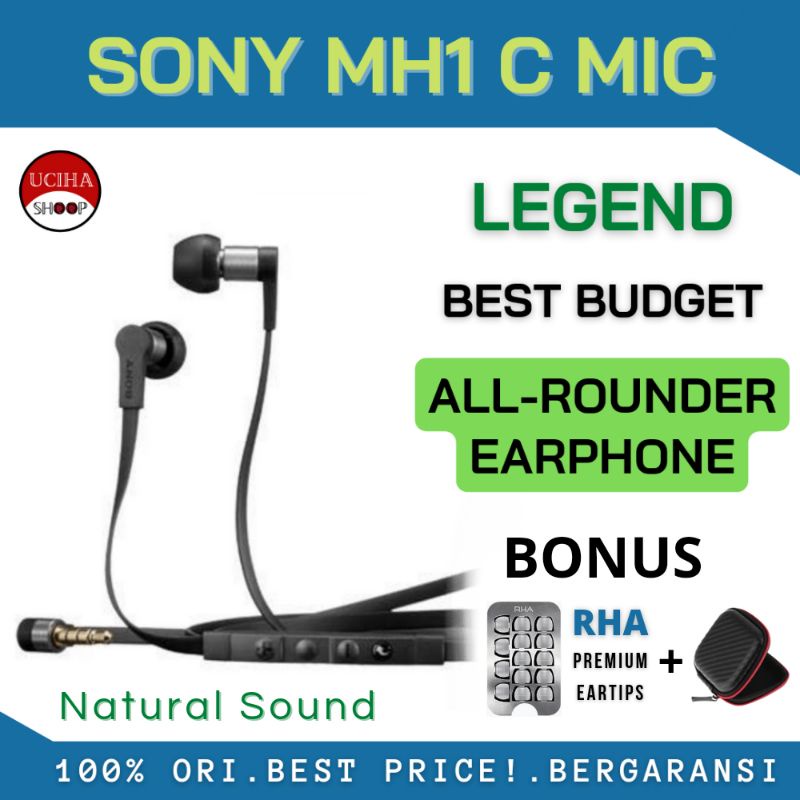 SONY MH1C ORIGINAL BEST ALL-ROUNDER BUDGET EARPHONE BALANCE NATURAL HEADSET WITH MIC ALT MH755 BLON 