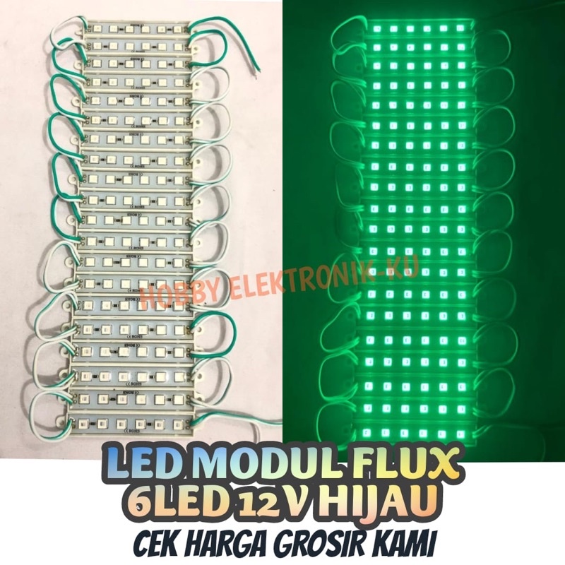 LAMPU LED STRIP MODULE FLUX 6MATA 12V HIJAU