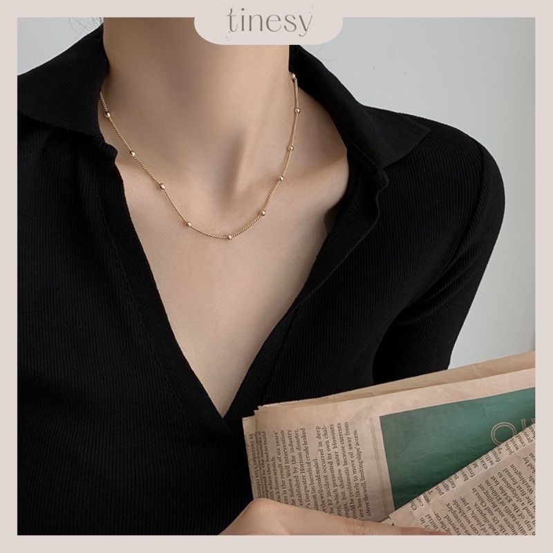 TINESY - Kalung Manik Mutiara Emas / Kalung Simple Elegan Gold Pearl Kalung Mewah Fashion Wanita Kal