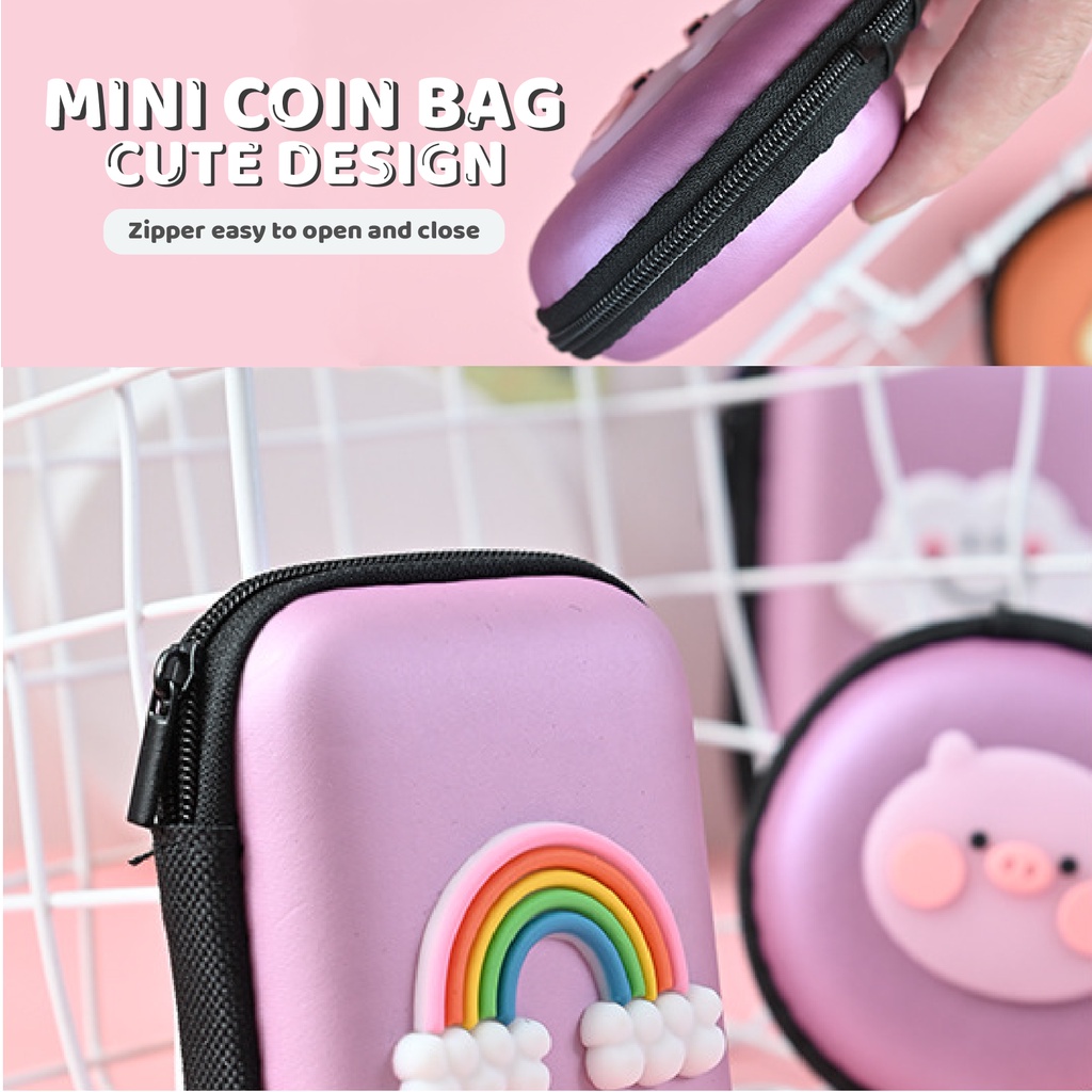 Pretty Mini Coin Bag Model Bulat | RANDOM | dompet handsfree | dompet koin karakter import | tempat headset | Dompet Mini