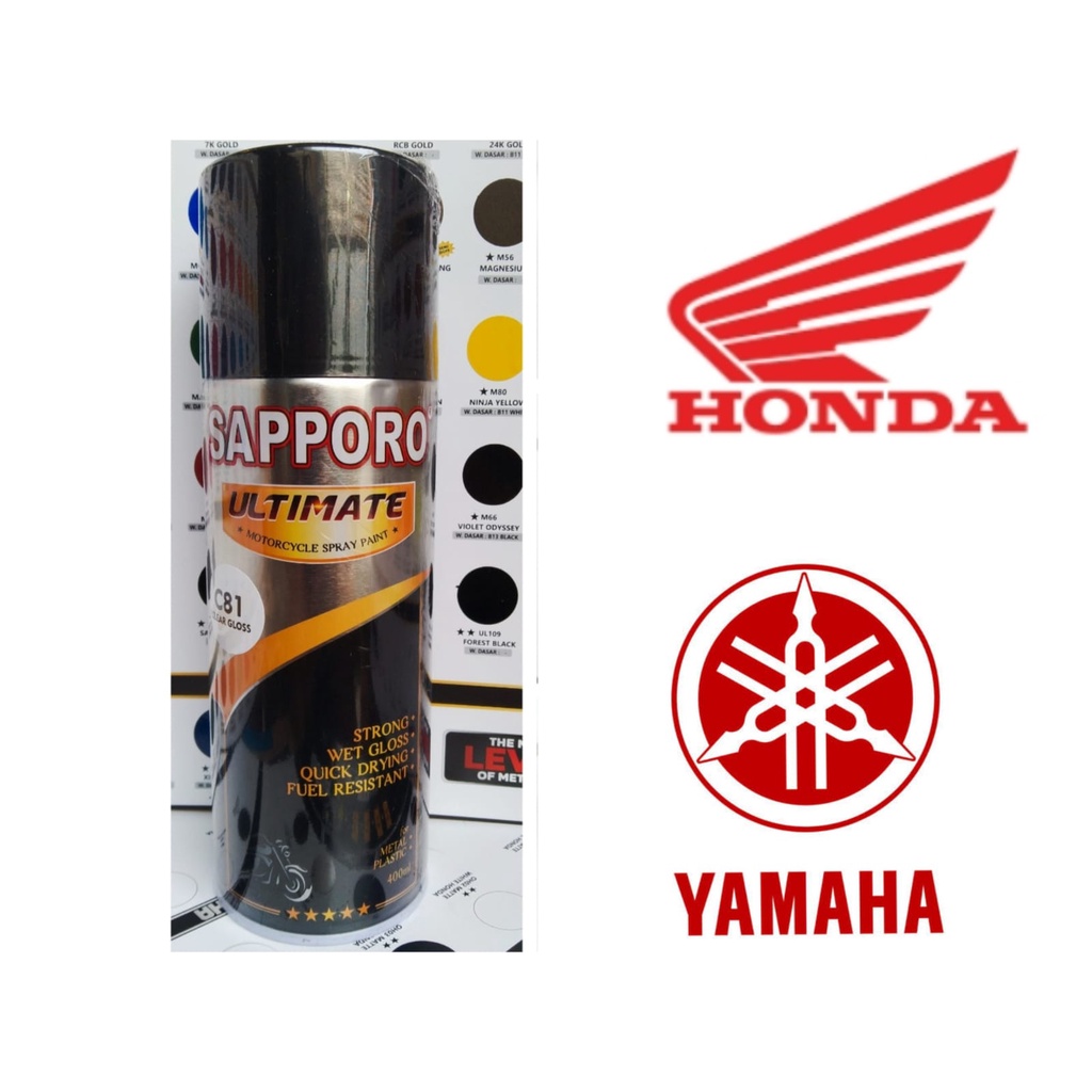 pilok pilox cat semprot cat spray sapporo ultimate 400ml Ov01 rays bronze varian 0y01 matte black ymh 0y05 matte grey ymh 0v01 rays bronze 0h01 matte black hnd 0h03 matte blue hnd 0h04 siler hnd oh05 matte brown hnd