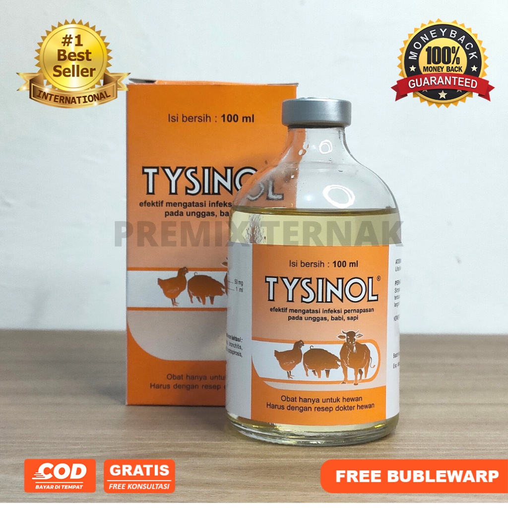 TYSINOL 100ml Medion Antibiotik Pernapasan Penyakit Hewan Ternak Sapi Kambing Domba Babi Unggas Ayam Bebek Kerbau Kelinci