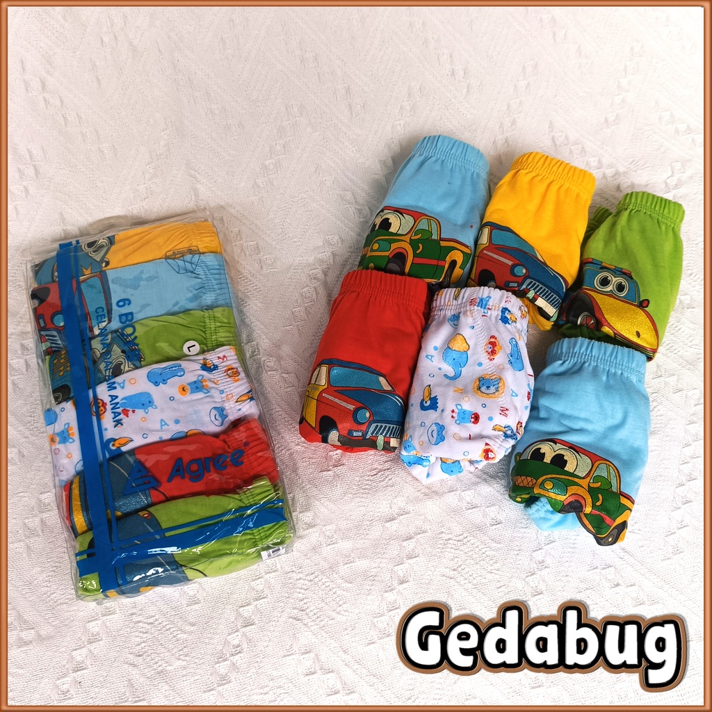 6 pcs CD Agree AG001 Motif isi 6pcs | Celana Dalam Anak Laki laki