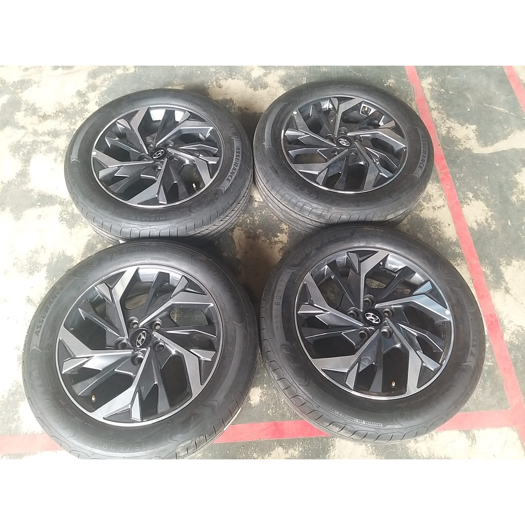 Velg Bekas Ori Copotan Mobil Oem Terbaru HYUNDAI CRETA R17 Hole 5X114,3 GP + Ban DUNLOP 215 60 17 Un