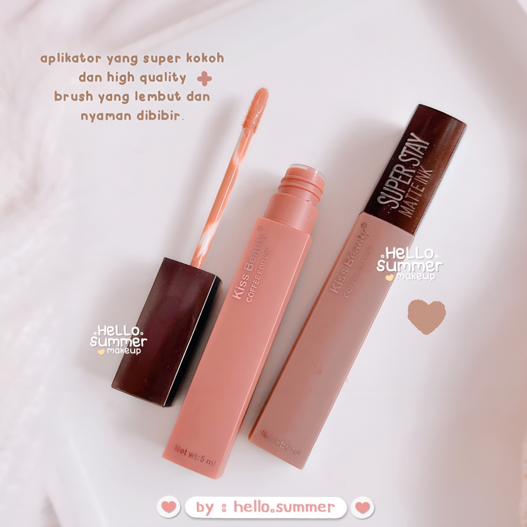 Kiss Beauty Super Stay Matte Ink Coffee Edition Liquid Matte Lipstick Make Up Tahan Lama 16 Jam