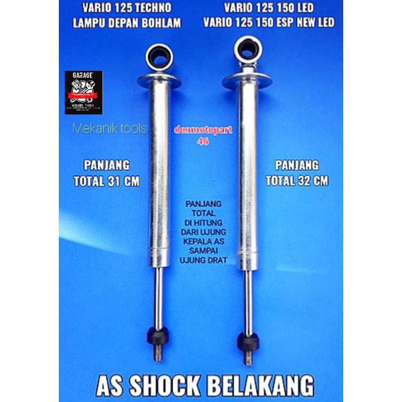 Tabung Hidrolis Shock Belakang Vario 125 150 LED Vario Old