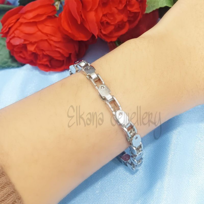 GELANG TITANIUM COWO RANTAI METALIK Perhiasan super berkelas korea anti karat dan anti luntur