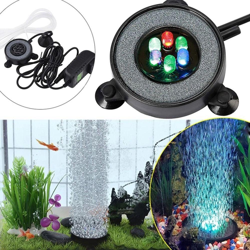 [Elegan] Lampu Aquarium LED Hias Dengan 6lampu Celup Dengan 6warna Berubah Membuat Oksigen Tangki Ikan Gelembung Lampu