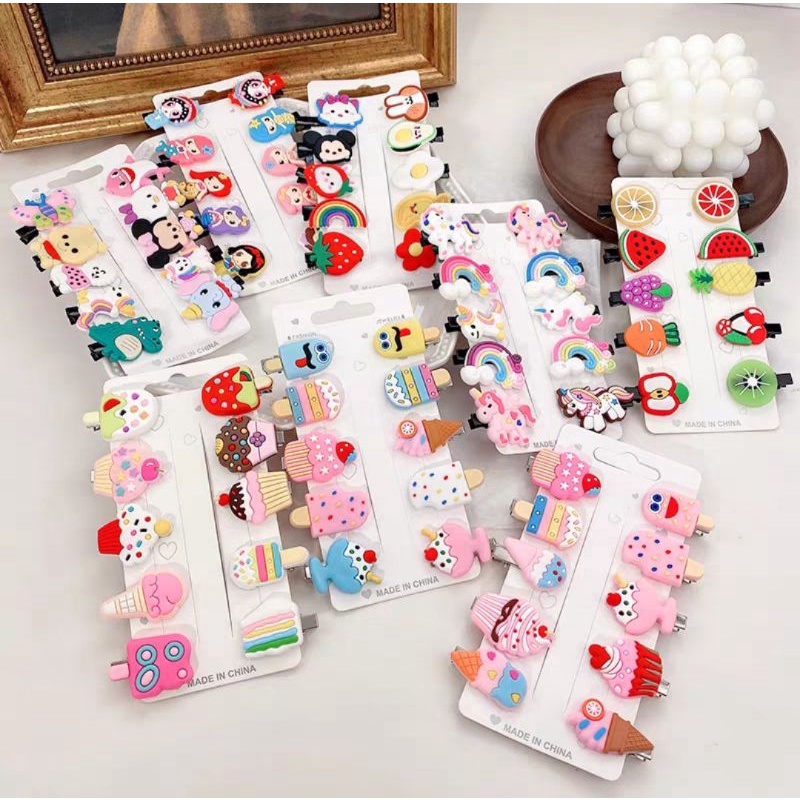 [10pcs] Jepit Rambut Set Fashion Anak Retro Gaya Korea || Jepitan Rambut Anak Impor Premium Isi 10 Motif Lucu