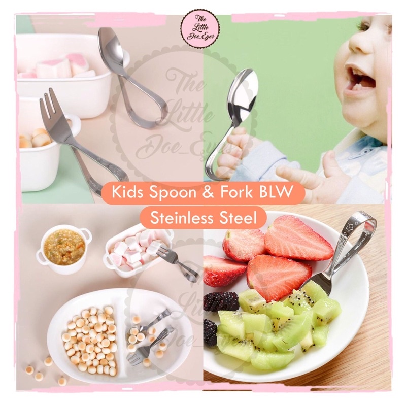 Kids Spoon &amp; Fork BLW Steinless Steel - Sendok garpu anak bayi