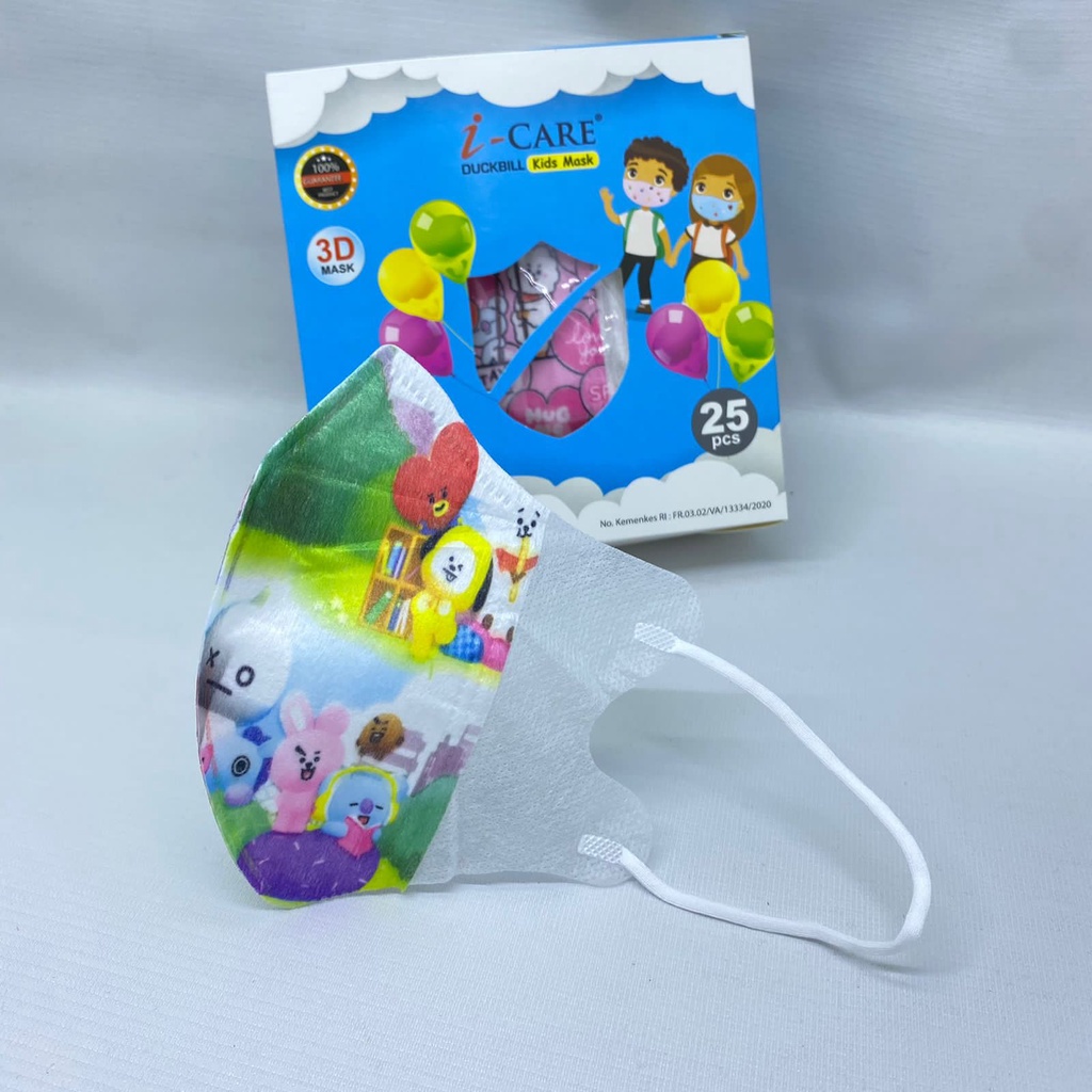 Masker ANAK DUCKBILL 3ply motif kids earloop 3 lapis i-Care