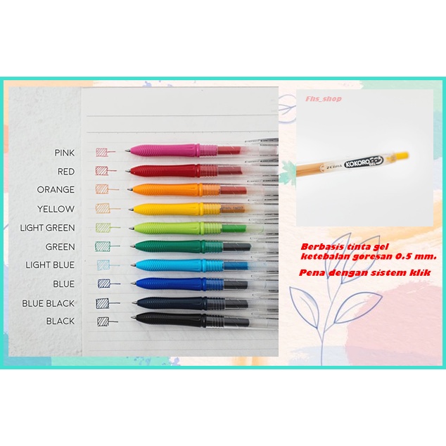 

Zebra Kokoro Gel Ink Pen Pulpen Warna Bolpoint Warna Ketebalan 0.5 mm