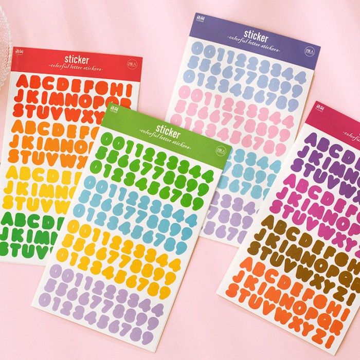 

Label Sticker Dekorasi DIY Alpabet Letter Number Pack Stiker Abjad Nomor Diary Jurnal Scrapbook