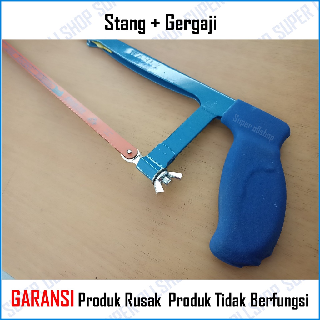 Gagang Gergaji Besi Hacksaw Frame Gagang Karet / Stang Gergaji Mata Gergaji 1 Set Termurah