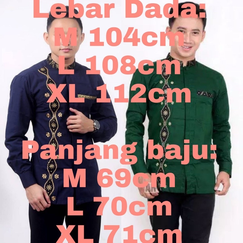 Koko Bordir Lengan Panjang Koko Rantai Navy Baju Koko Pria