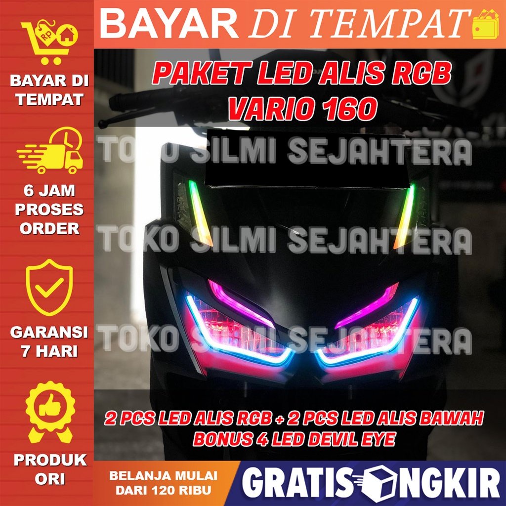 LAMPU ALIS RUNNING RGB VARIO 160 BONUS DEVIL EYES LAMPU ALIS DRL RUNNING