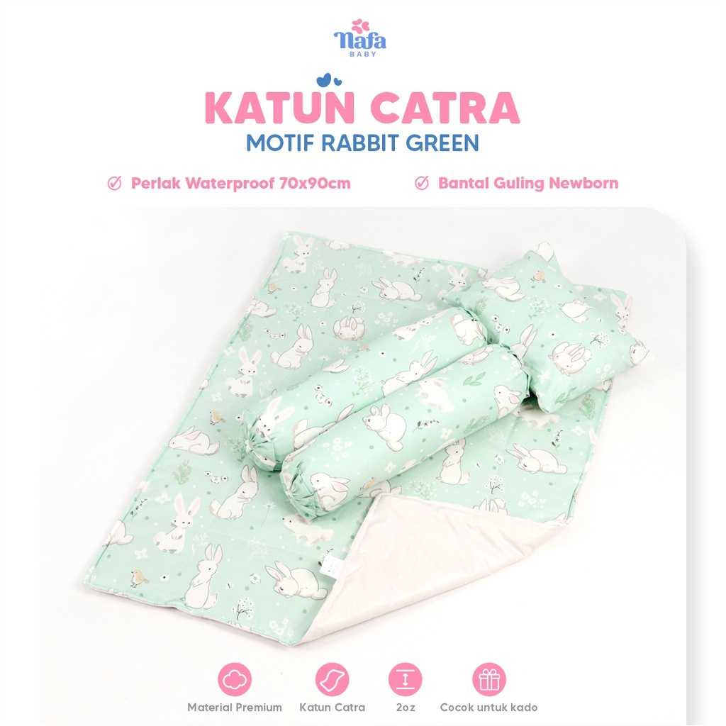 BEDCOVER ANTI OMPOL LENGKAP DENGAN BANTAL GULING / PERLAK BAYI WATERPROOF / MATRAS ANTI AIR MOTIF LUCU / PAKET HAPPY BY NAFA BABY