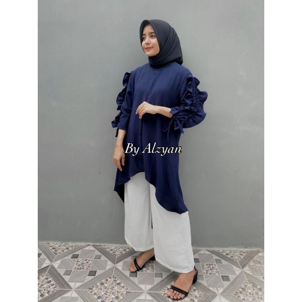 TUNIK LENGAN SERUT CRINKLE AIRFLOW WANITA