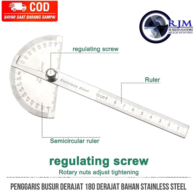 

protactor penggaris busur derajat 180 10CM alat ukur sudut material stainless steel