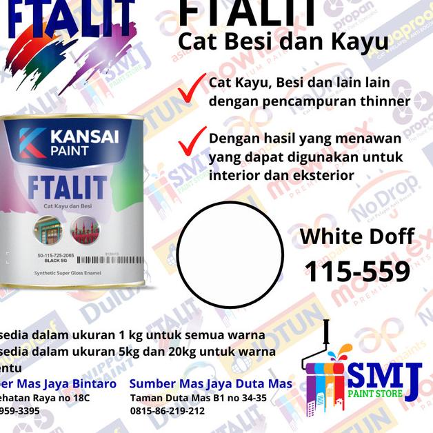 Cat Besi dan Kayu Minyak FTALIT Putih / White Doff 559 - 1 kg