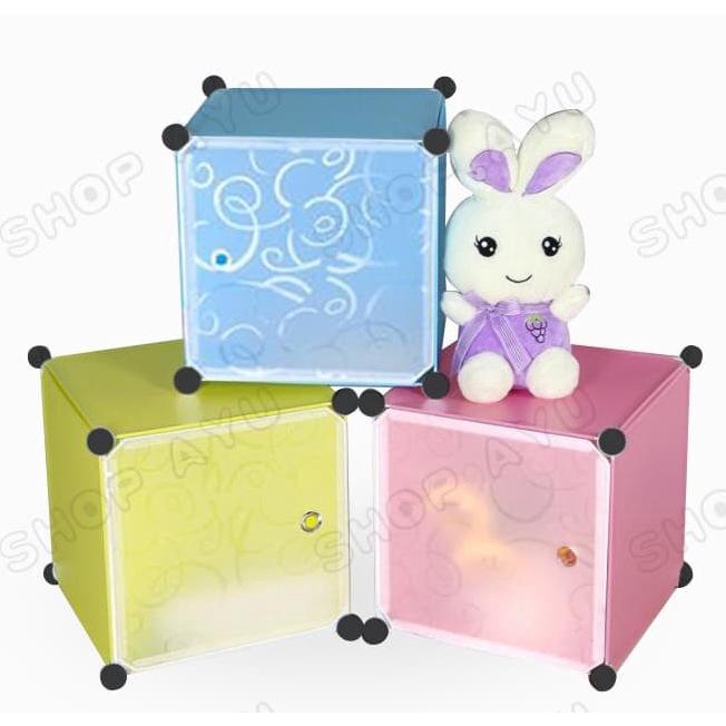 

Lemari baju plastik rak serbaguna susun stortage bedside table 1 kotak stock ready