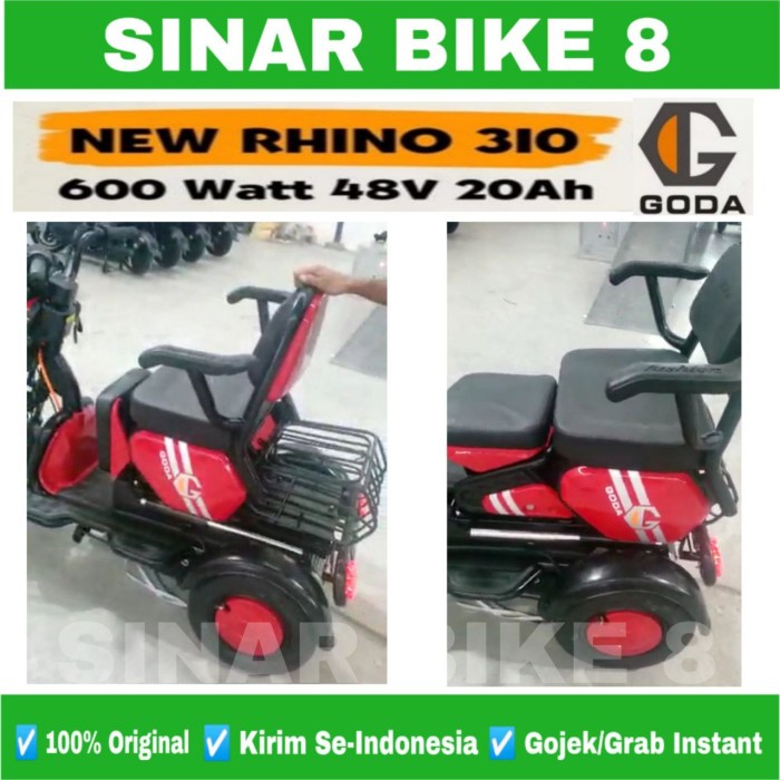 Sepeda Motor Listrik GODA NEW RHINO 310 Roda Tiga 600 Watt Electric