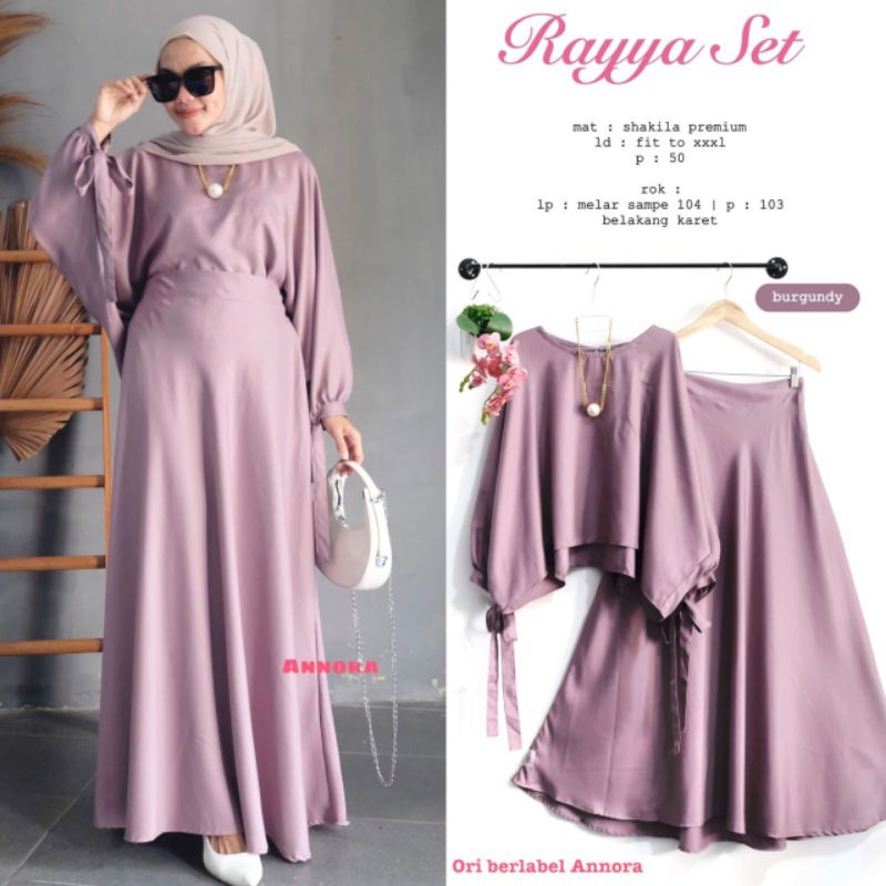RAYYA SET (LABEL SAVNA) | Setelan Wanita Kekinian fashion muslim set rok bahan shakila premium