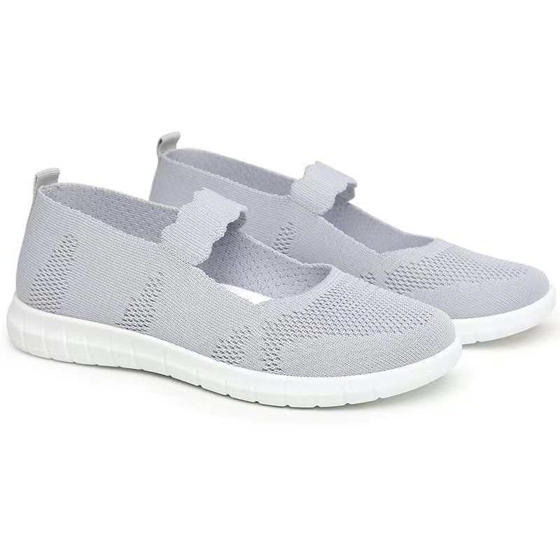 M Footwear - Sepatu Slip-On Rajut Wanita Import - CGA6140 Grey