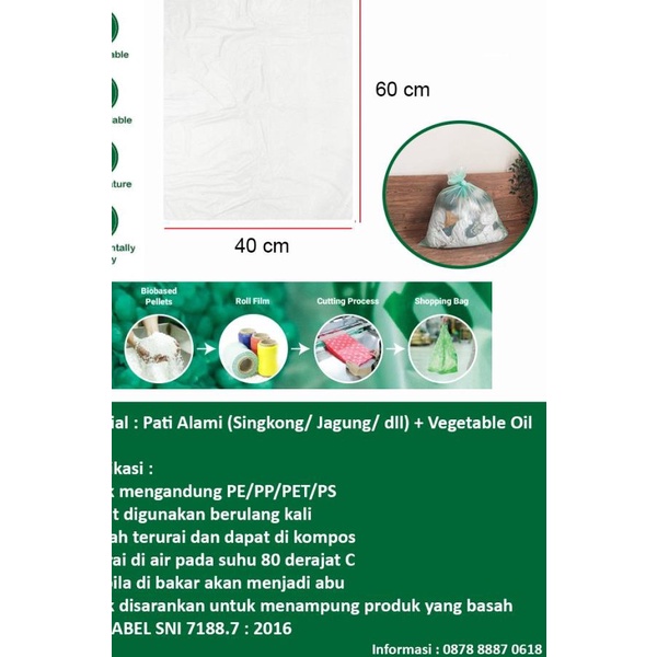 

Kantong Plastik Singkong Polos (Medium) / Cassava Bag BIODEGRADABLE