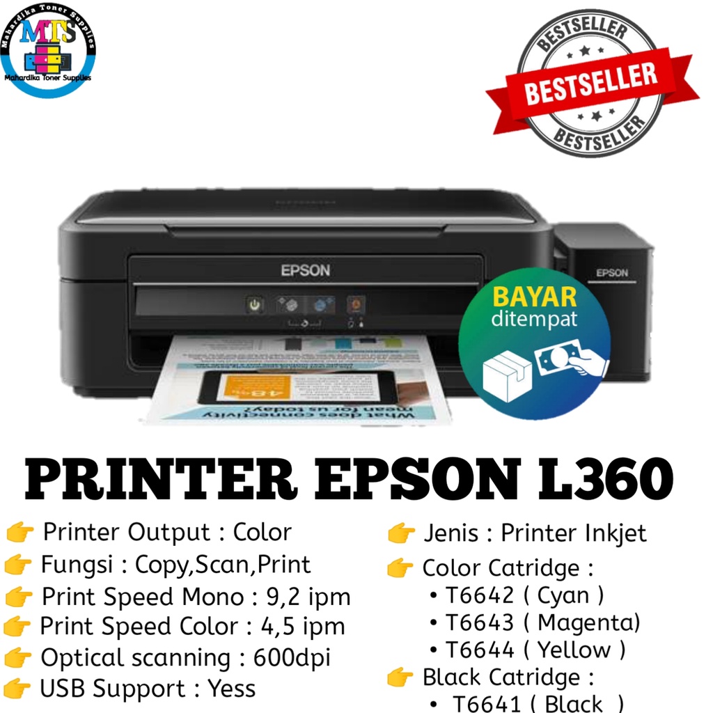 Printer Epson L360 Infus ink tank print Scan Copy siap pakai normal