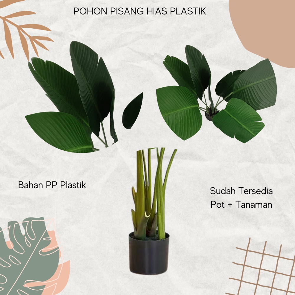 Pohon Pisang Plastik Tinggi 1,8 Meter Pohon Hiasan Ruangan Ornamen Pajangan Dekorasi Rumah Artificial Plants Monstera Banana Tree Satu7an PBP78