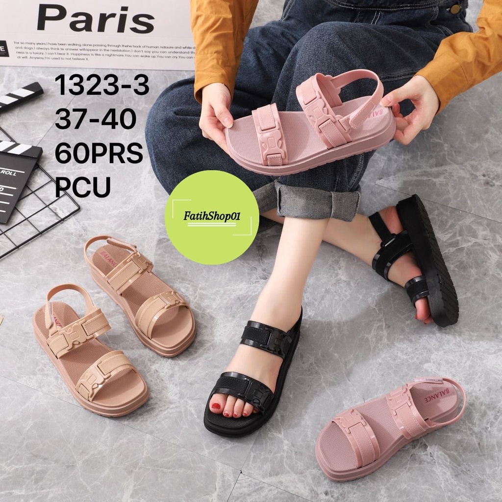 Sandal jelly wanita dewasa tali belakang 1323-3 size 37-40 sandal wanita import